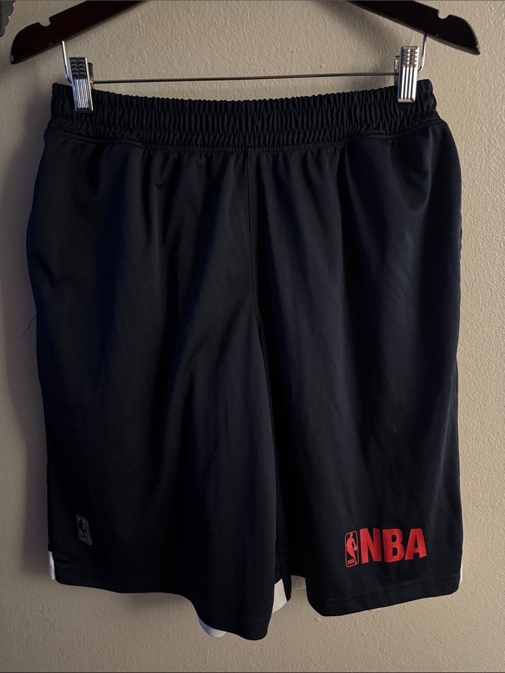 NBA Men’s Black Athletic Shorts with Red Logo